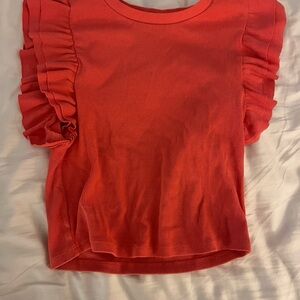 Zara Vibrant Coral Ribbed Top